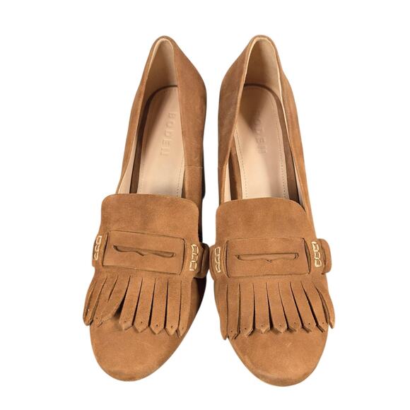 Boden Brown Suede Kiltie Tassel Loafers Womens 39 8.5 Block Heel British Preppy - Picture 6 of 11
